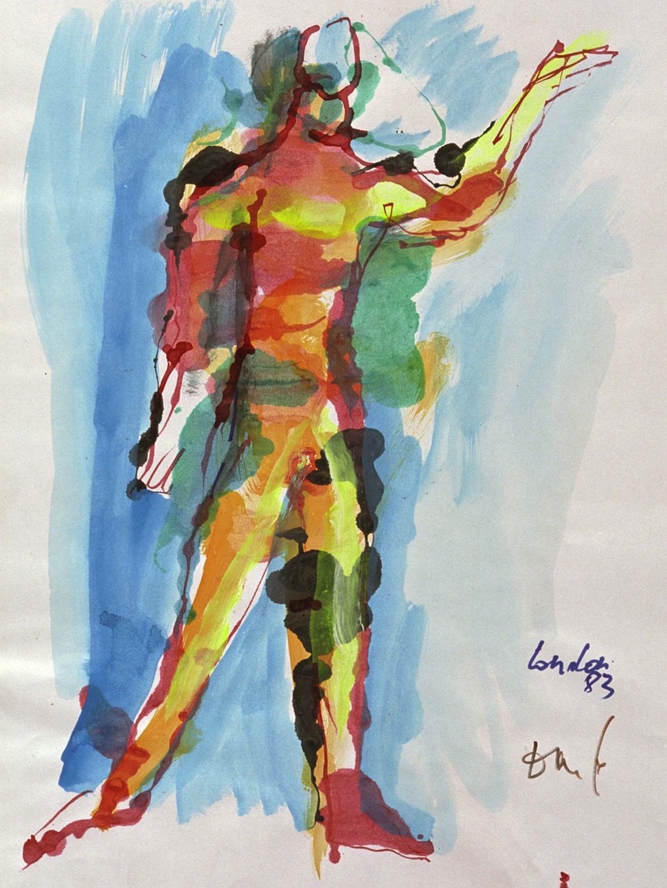 Arlecchino, figura maschile in movimento (disegno) di Fo, Dario (XX)