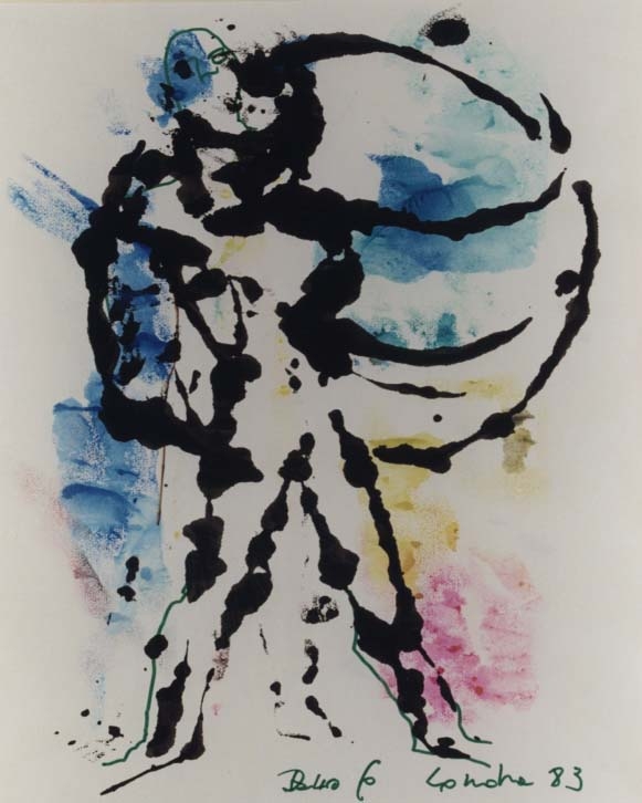 Arlecchino, figura maschile in movimento (disegno) di Fo, Dario (XX)