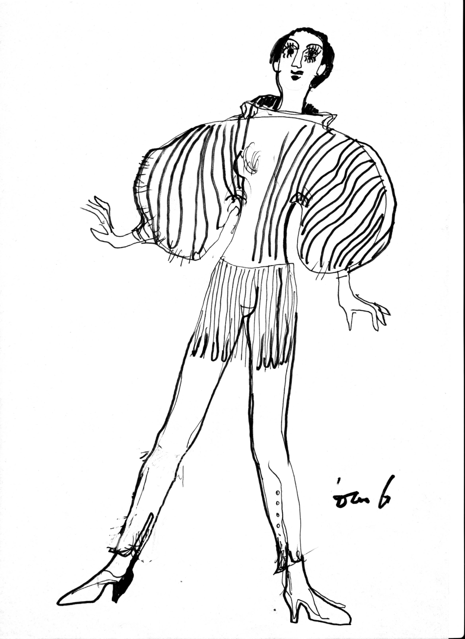 figurino per costume di scena, femminile (disegno) di Fo, Dario (XX)