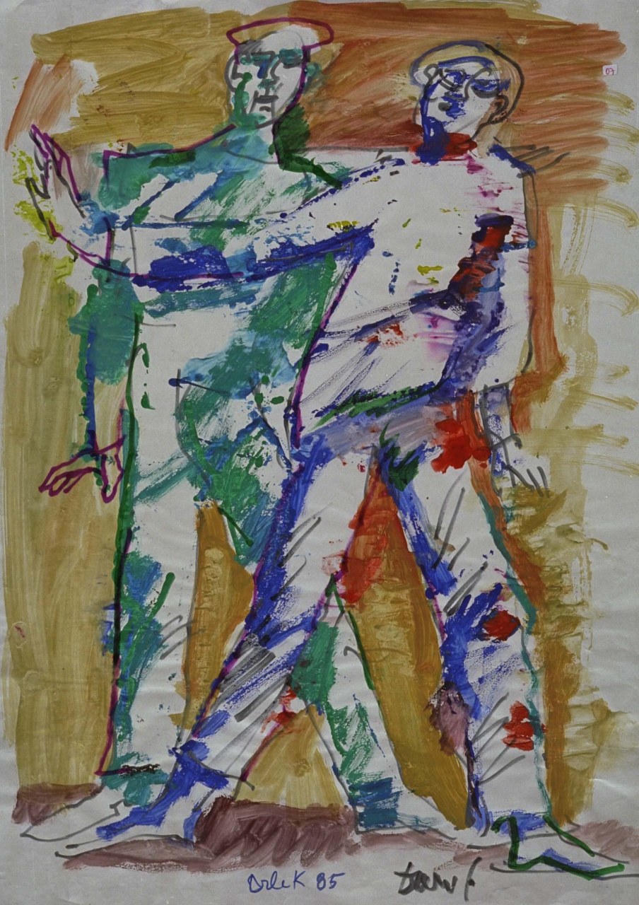 Arlek, figure maschili in costume (dipinto) di Fo, Dario (XX)