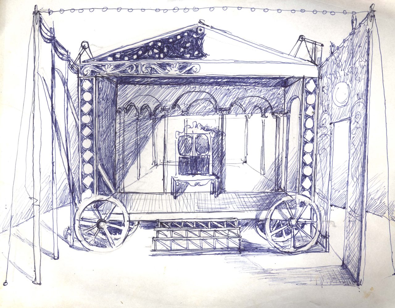 Il carro, studio per scenografia teatrale (disegno per scenografia) di Fo, Dario (XX)