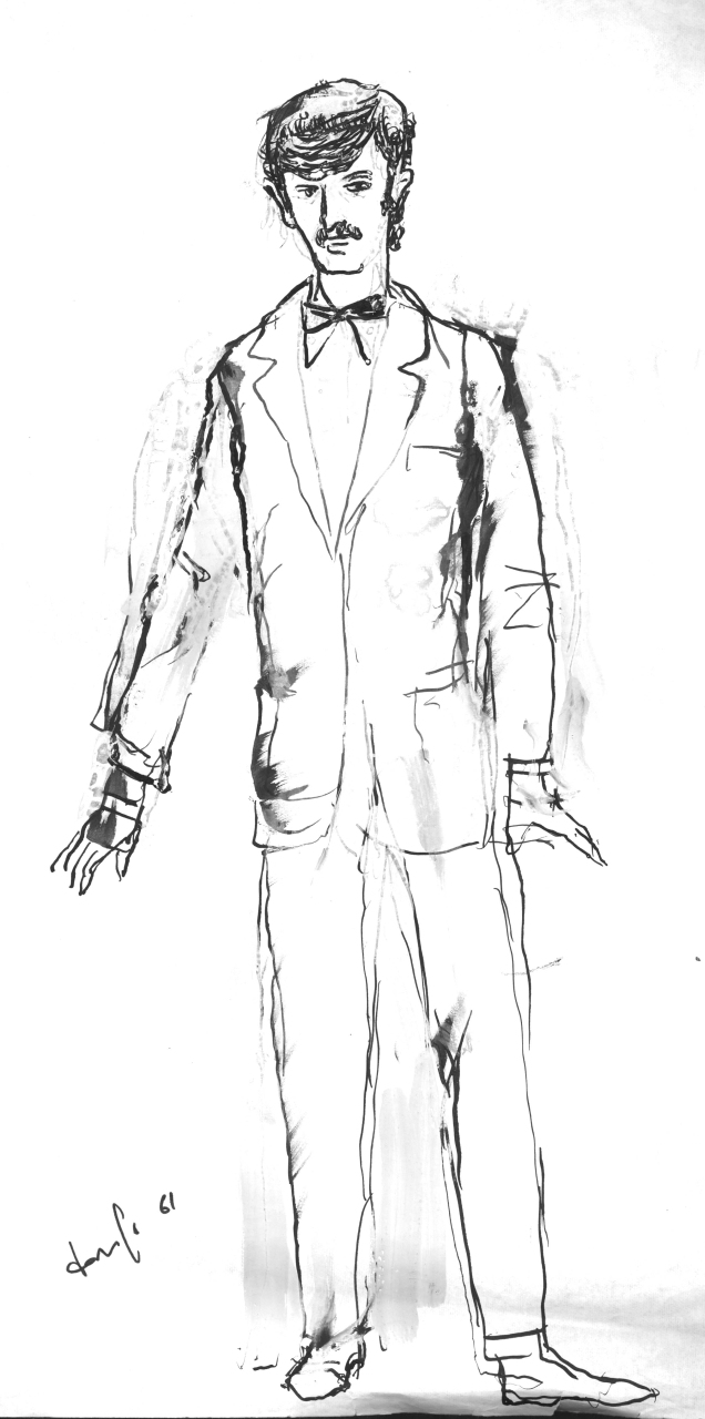 figurino per costume di scena, maschile (disegno) di Fo, Dario (XX)