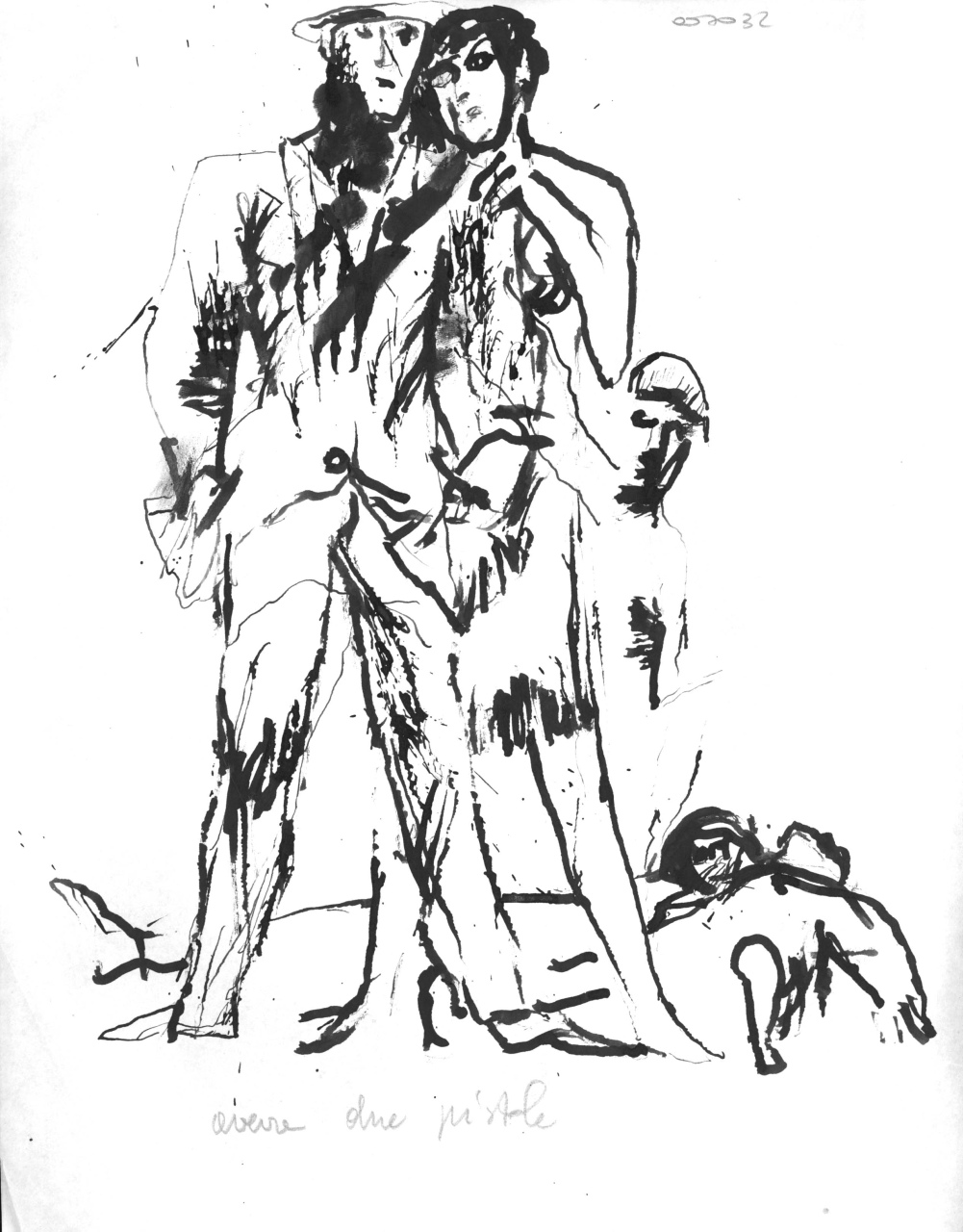 studio di figure per azione scenica (disegno) di Fo, Dario (XX)