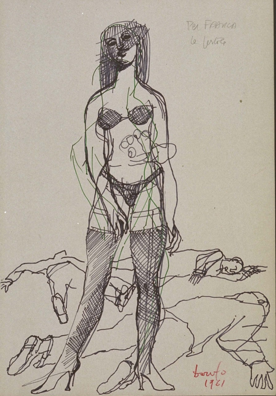 studio di figure per azione scenica (disegno) di Fo, Dario (XX)