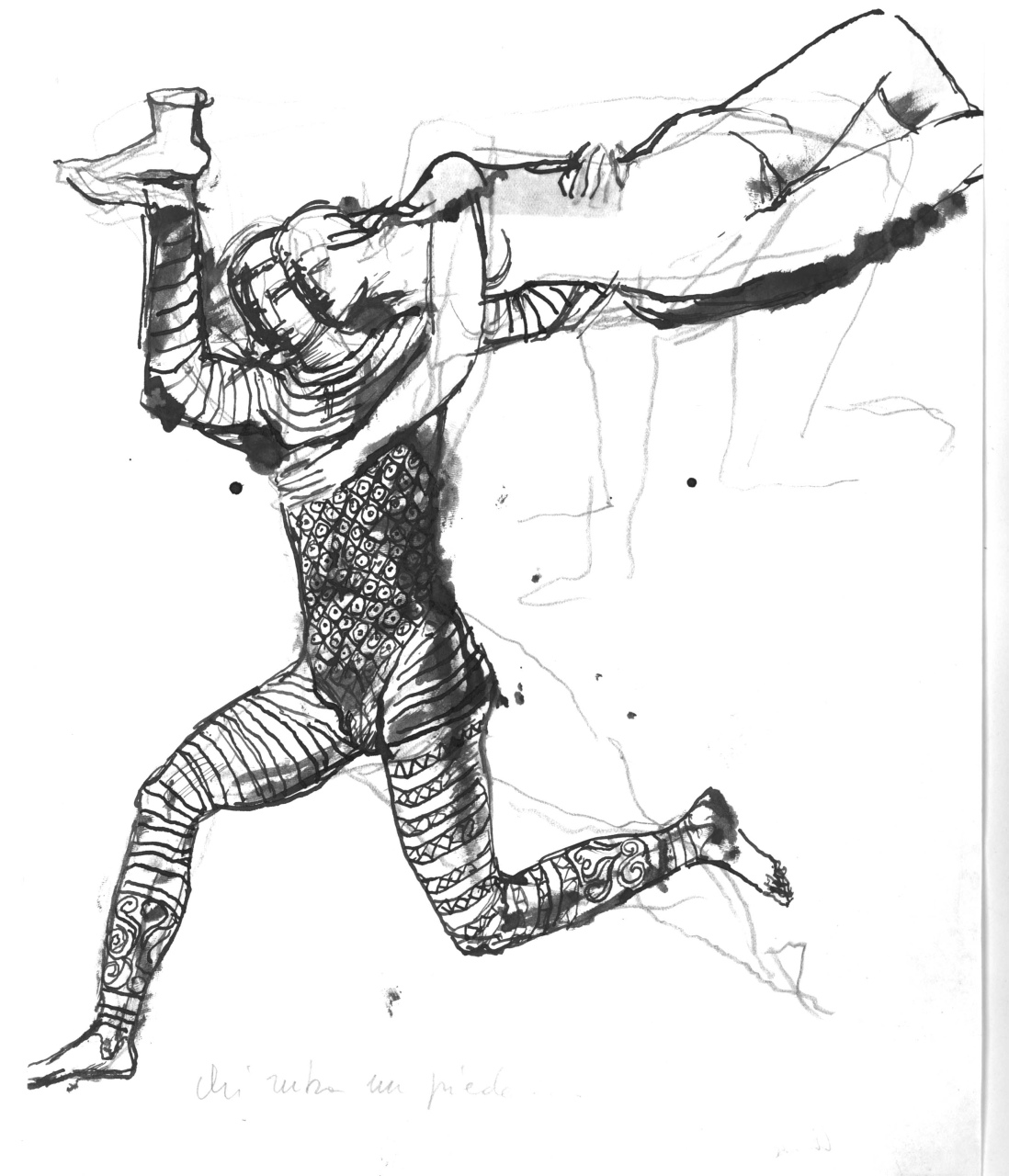 figure umane in movimento, studio per manifesto (disegno) di Fo, Dario (XX)