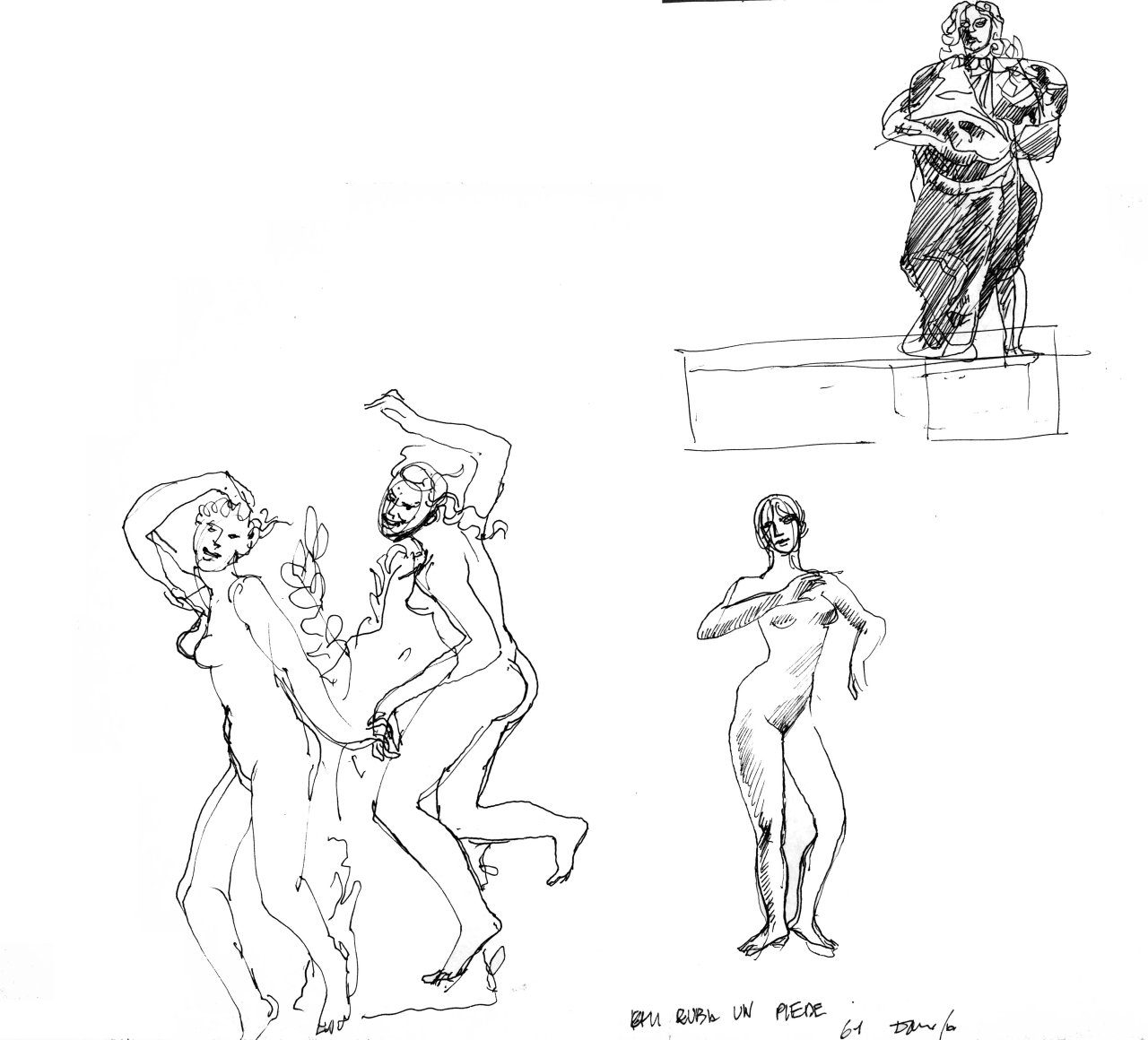 Apollo e Dafne, nudo femminile, figura maschile (disegno) di Fo, Dario (XX)