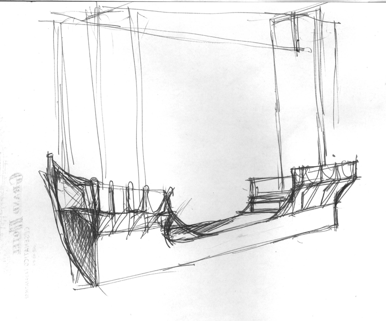 scafo di una caravella (disegno per scenografia) di Fo, Dario (XX)