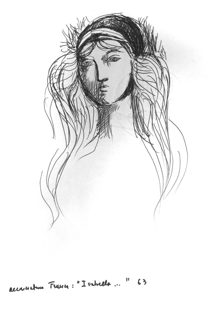 studio di un'acconciatura femminile (disegno) di Fo, Dario (XX)