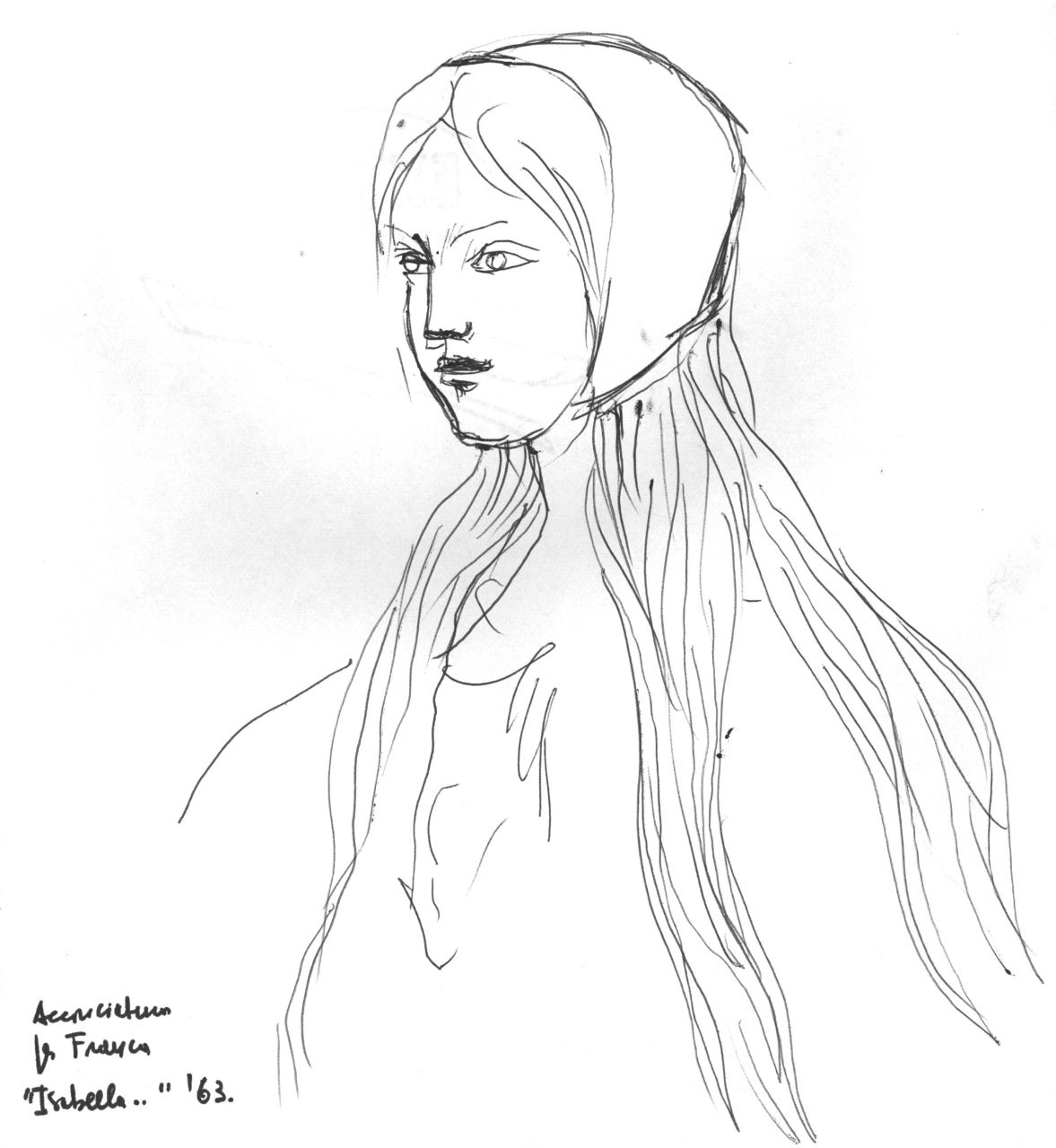 studio per un'acconciatura femminile (disegno) di Fo, Dario (XX)