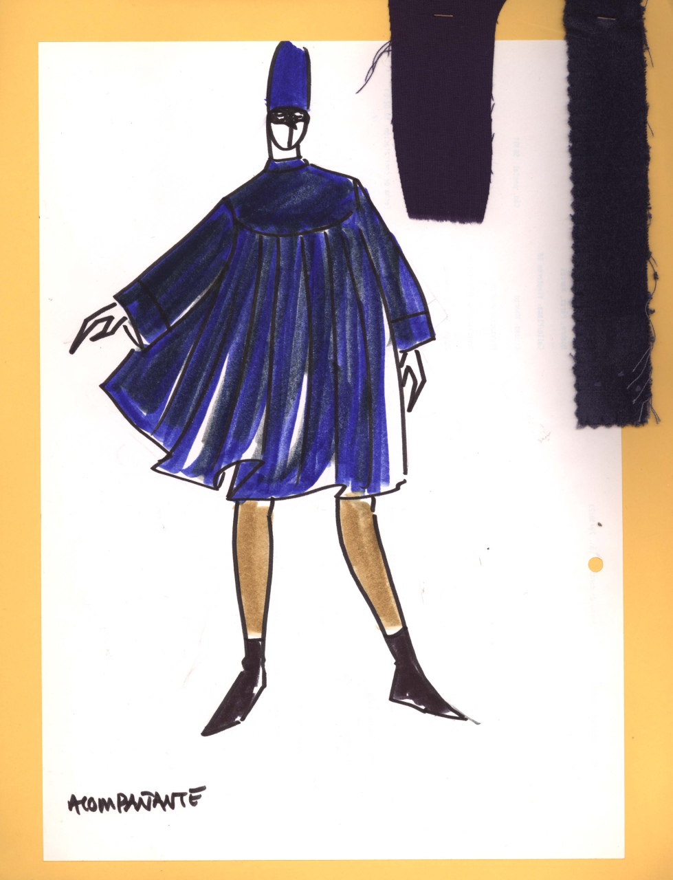 figurino per costume di scena, maschile, in stile cinquecentesco (disegno) di Fo, Dario, Carbonell, Miguel (XX)