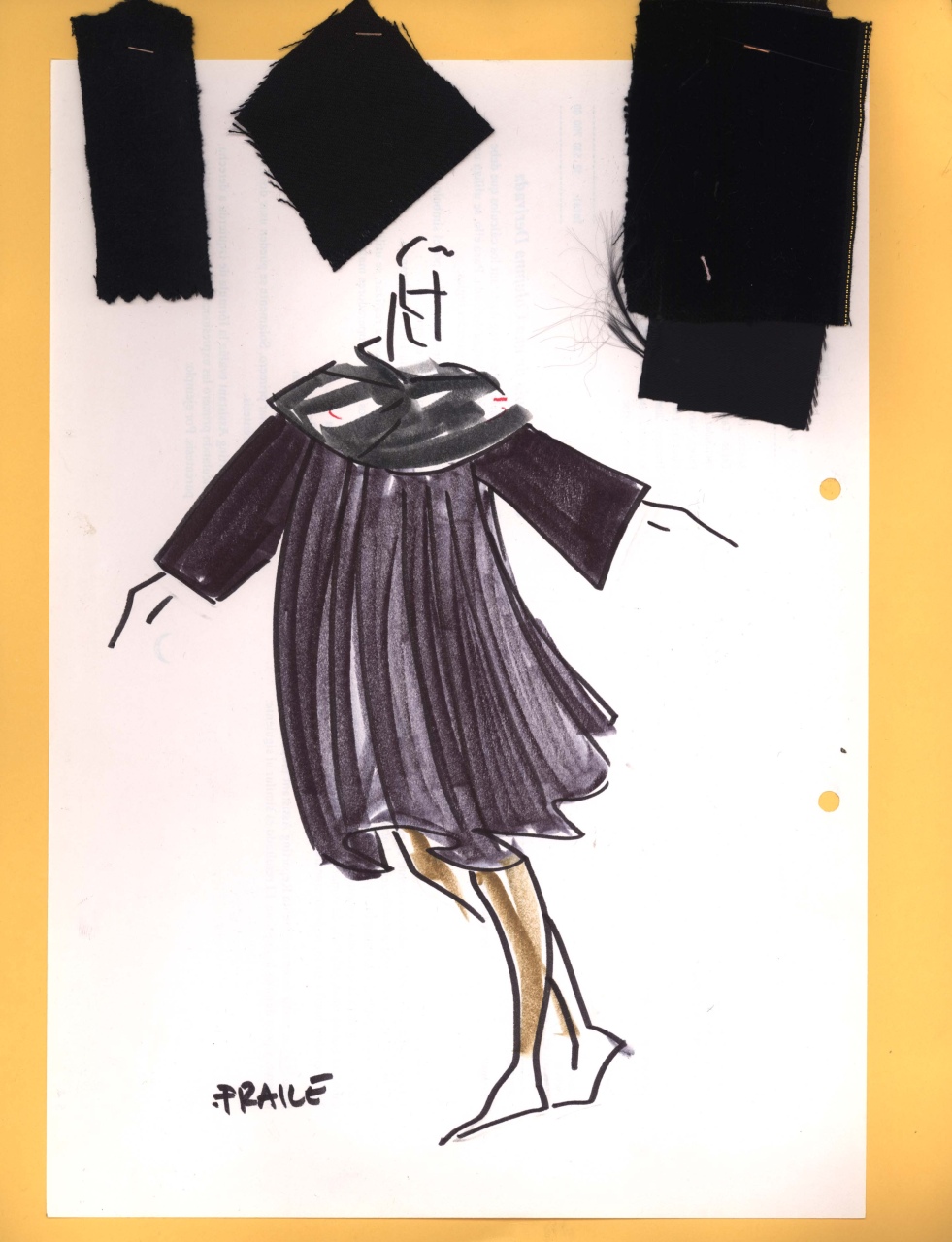 Frate, figurino per costume di scena, maschile, in stile cinquecentesco (disegno) di Fo, Dario, Carbonell, Miguel (XX)