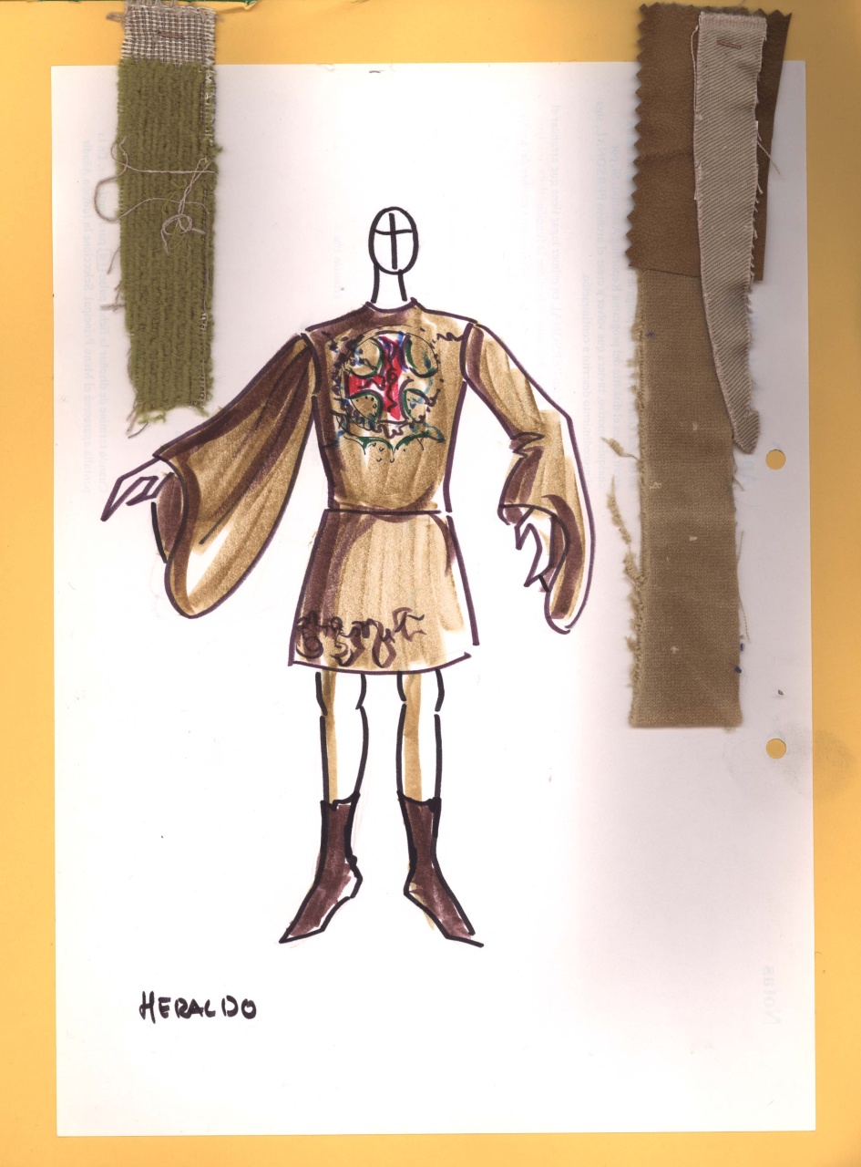 Araldo, figurino per costume di scena, maschile, in stile cinquecentesco (disegno) di Fo, Dario, Carbonell, Miguel (XX)