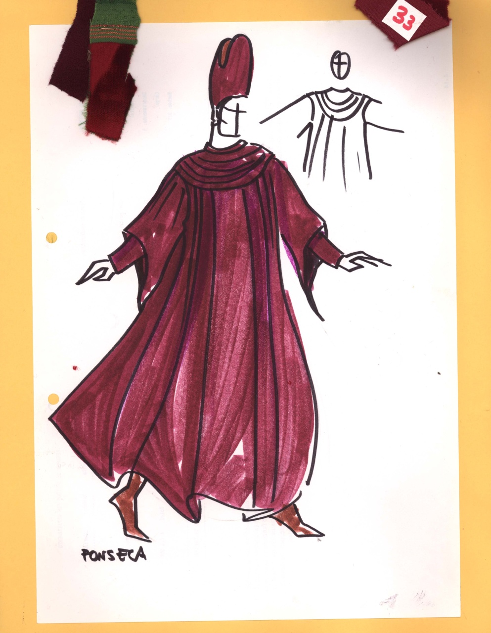 Fonseca, figurino per costume di scena, maschile, in stile cinquecentesco (disegno) di Fo, Dario, Carbonell, Miguel (XX)