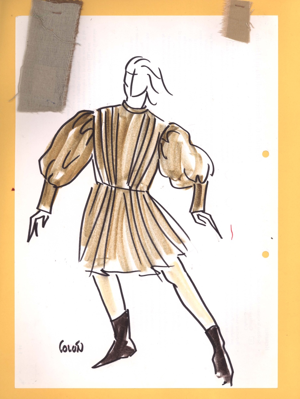 Cristoforo Colombo, figurino per costume di scena, maschile, in stile cinquecentesco (disegno) di Fo, Dario, Carbonell, Miguel (XX)