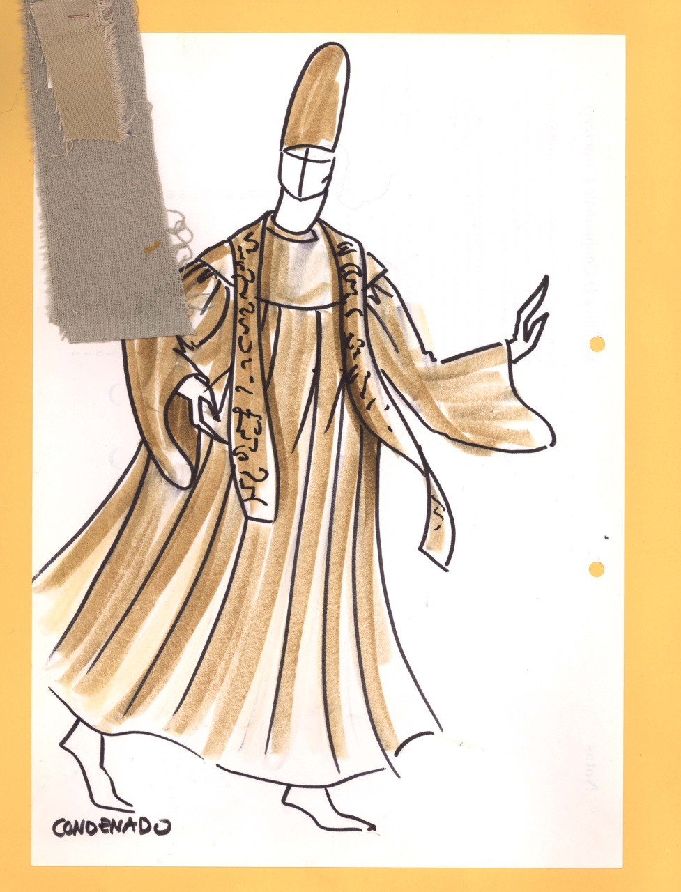 Attore condannato, figurino per costume di scena, maschile, in stile cinquecentesco (disegno) di Fo, Dario, Carbonell, Miguel (XX)