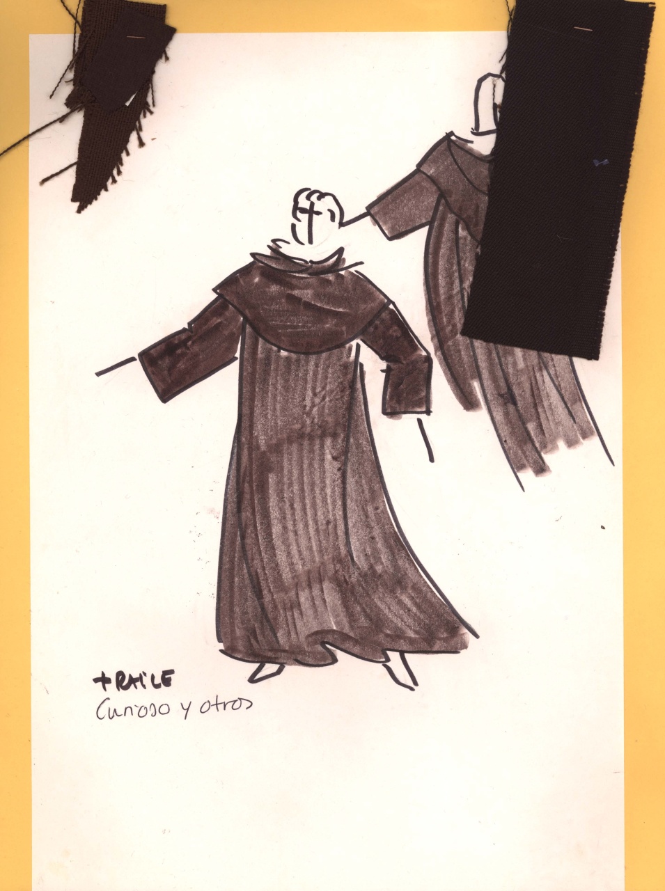 Frate, figurino per costume di scena, maschile, in stile cinquecentesco (disegno) di Fo, Dario, Carbonell, Miguel (XX)