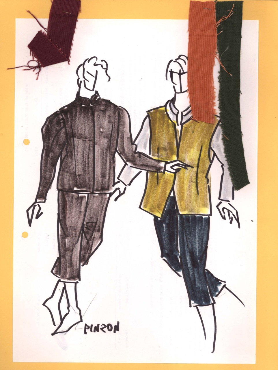 figurini per costumi di scena, maschili, in stile cinquecentesco (disegno) di Fo, Dario, Carbonell, Miguel (XX)