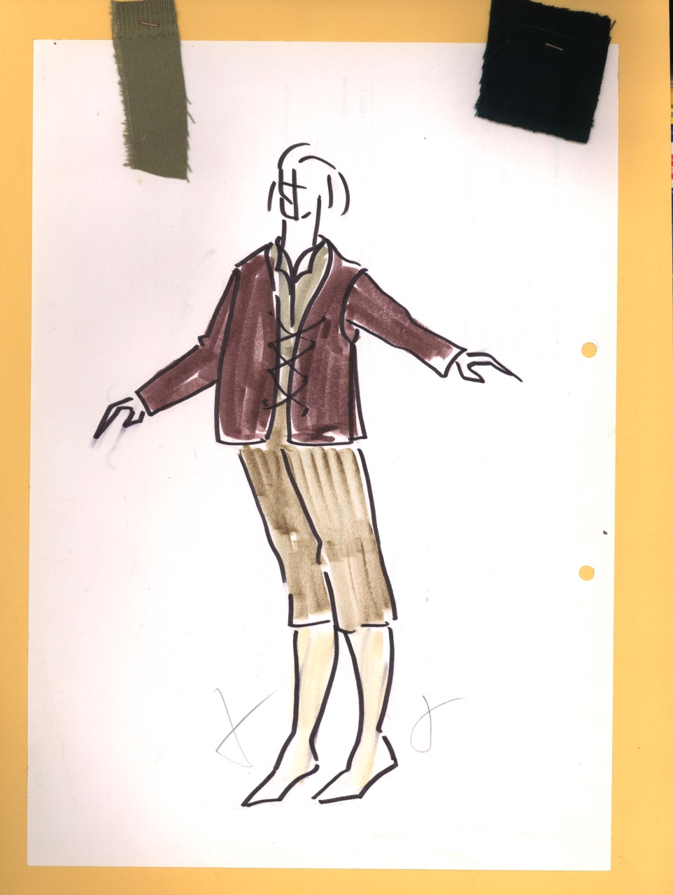 figurino per costume di scena, maschile, in stile cinquecentesco (disegno) di Fo, Dario, Carbonell, Miguel (XX)