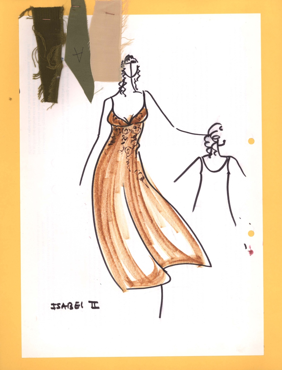 Regina Isabella, figurino per costume di scena, femminile, in stile cinquecentesco (disegno) di Fo, Dario, Carbonell, Miguel (XX)