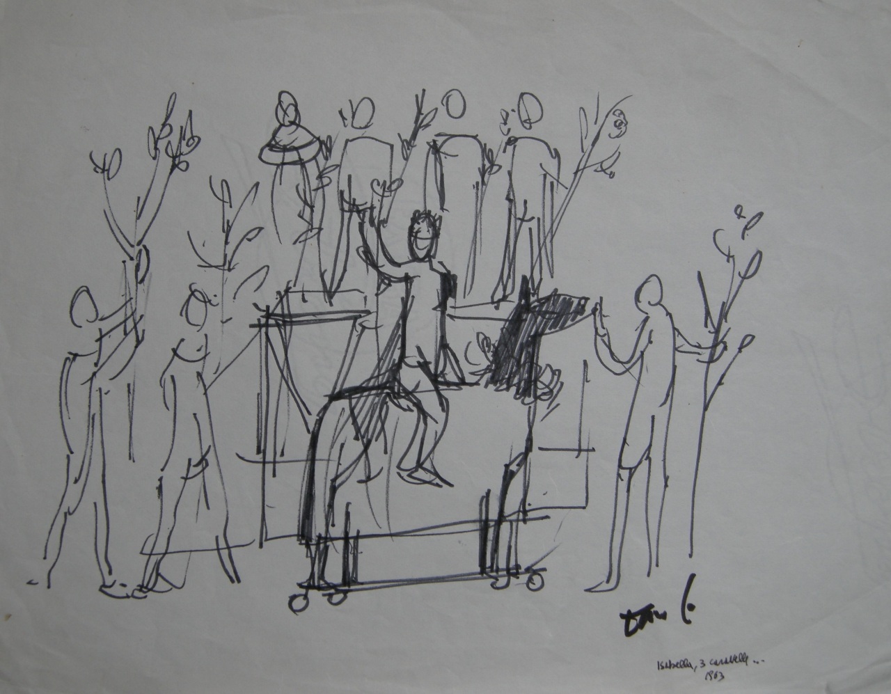 studio di figure per azione scenica (disegno) di Fo, Dario (XX)