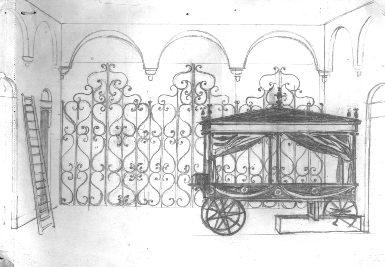 studio per scenografia teatrale (disegno per scenografia) di Fo, Dario (XX)