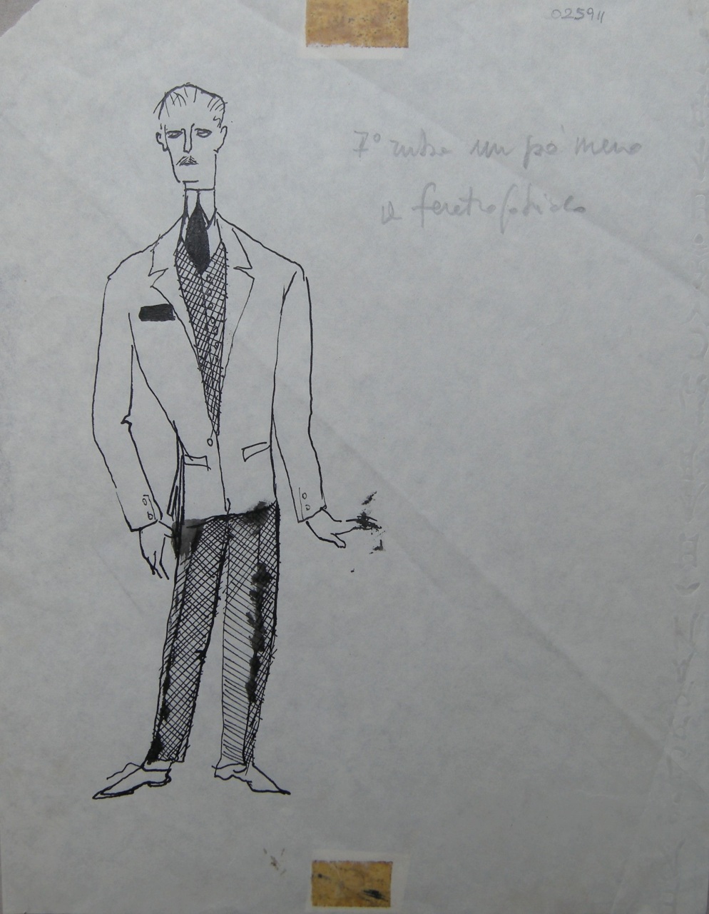 figurino per costume di scena, maschile (disegno) di Fo, Dario (XX)