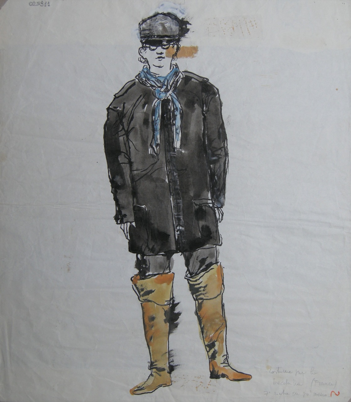 figurino per costume di scena, femminile (disegno) di Fo, Dario (XX)