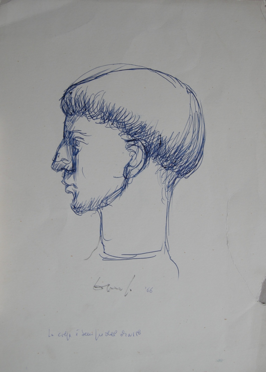 studio per acconciatura maschile (disegno) di Fo, Dario (XX)