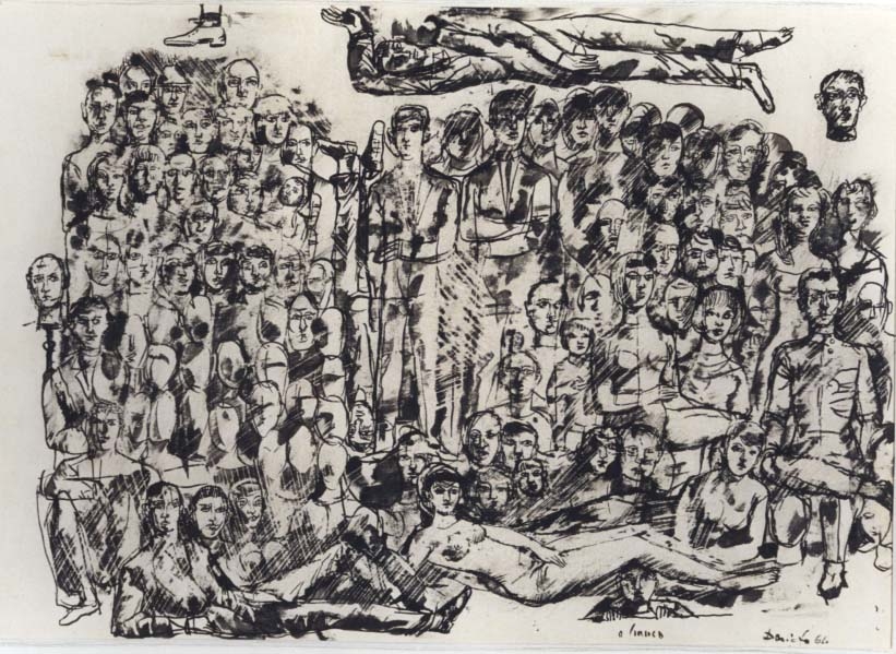 ritratto di gruppo (disegno) di Fo, Dario (XX)