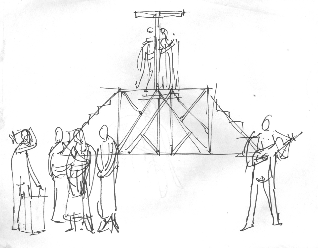 studio di figure per azione scenica (disegno) di Fo, Dario (XX)