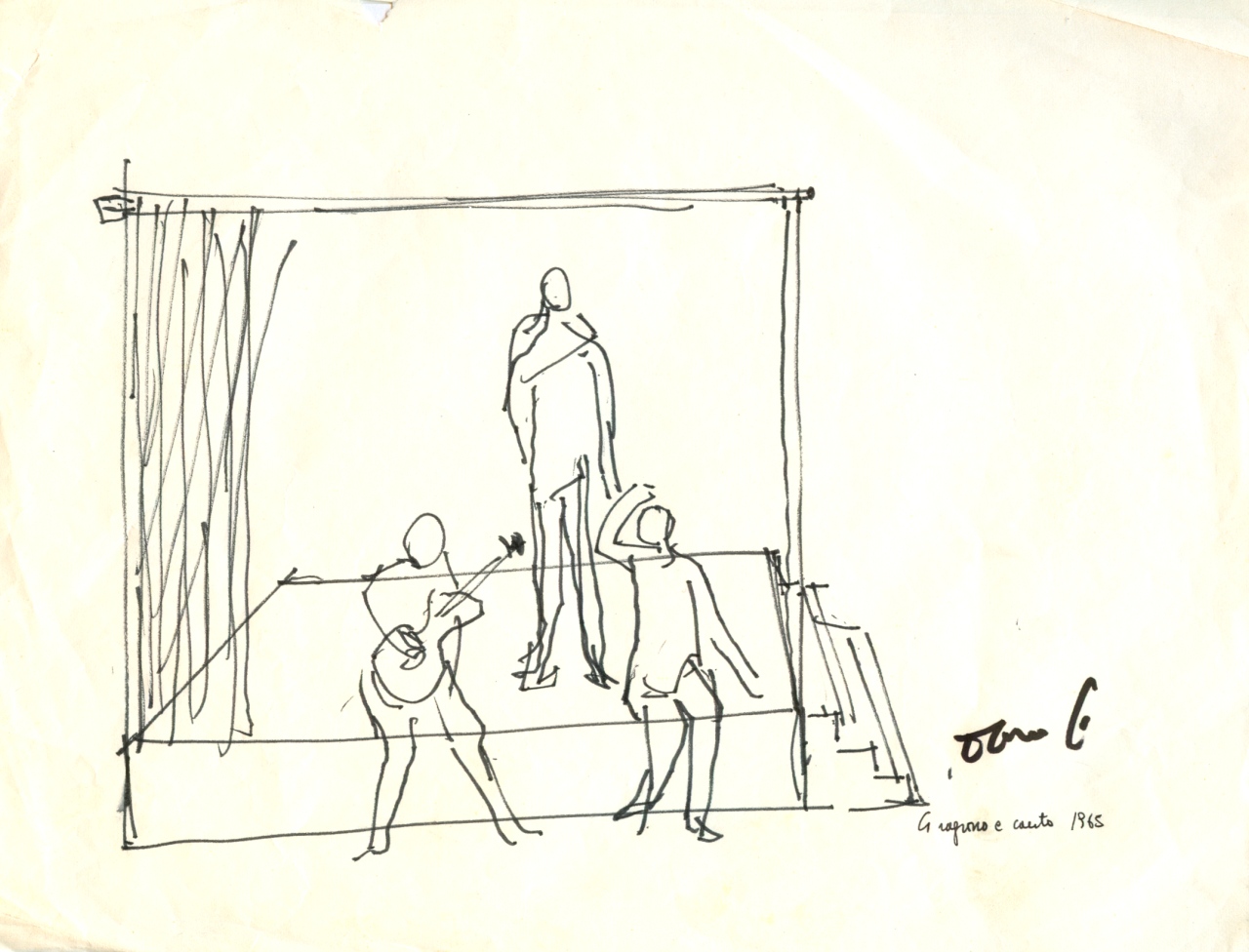 scena di musica e danza (disegno) di Fo, Dario (XX)