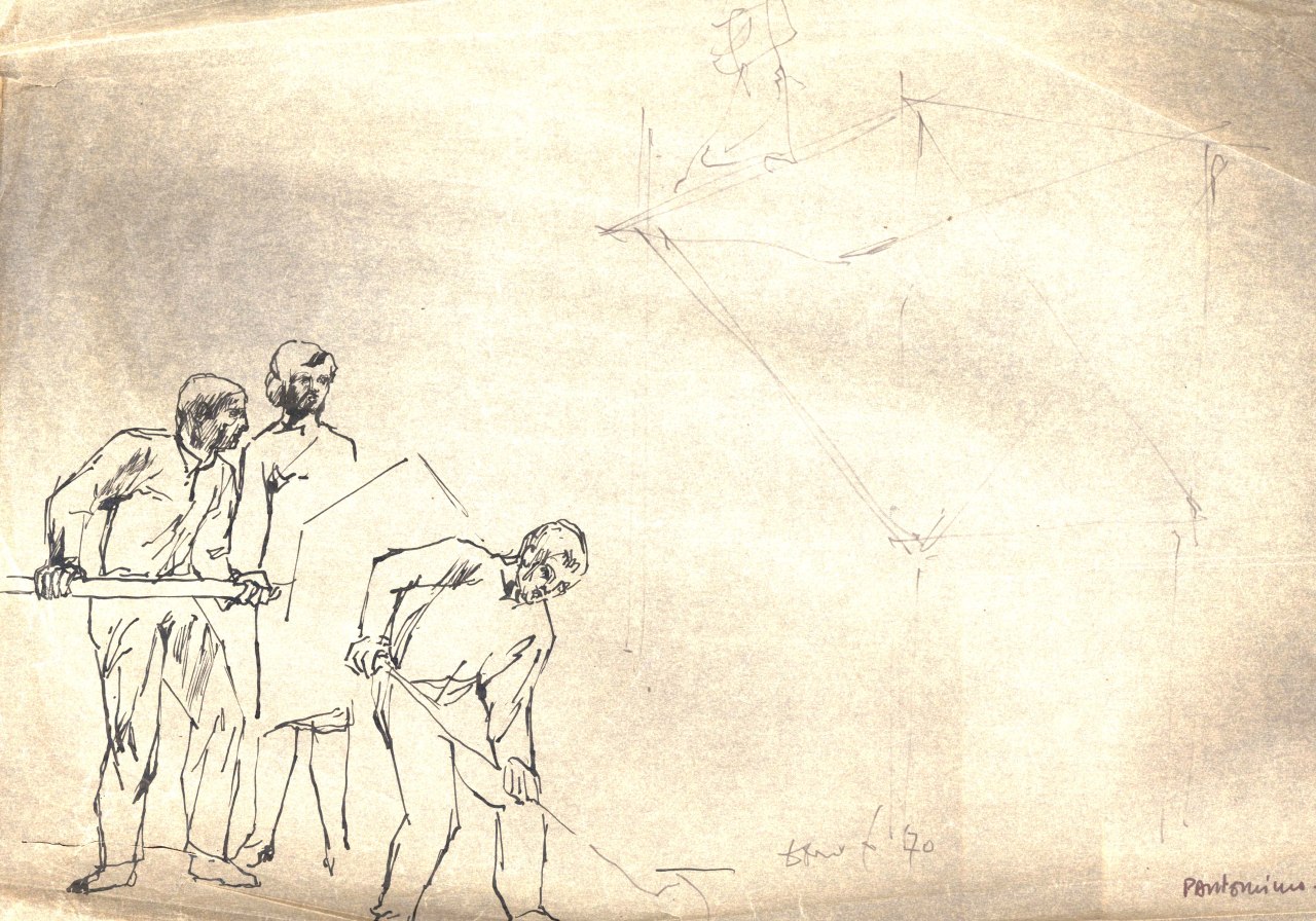 studio di figure per azione scenica (disegno) di Fo, Dario (XX)