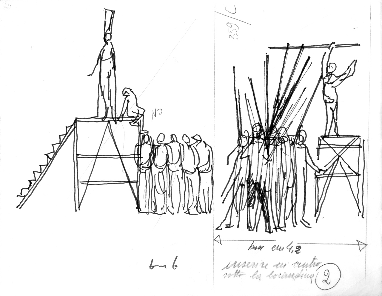 studio di figure per azione scenica (disegno) di Fo, Dario (XX)