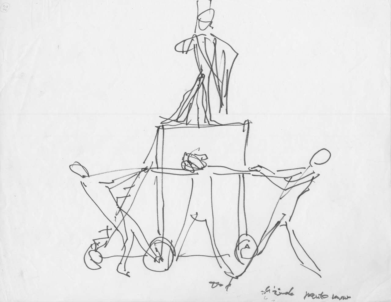 studio di figure per azione scenica (disegno) di Fo, Dario (XX)