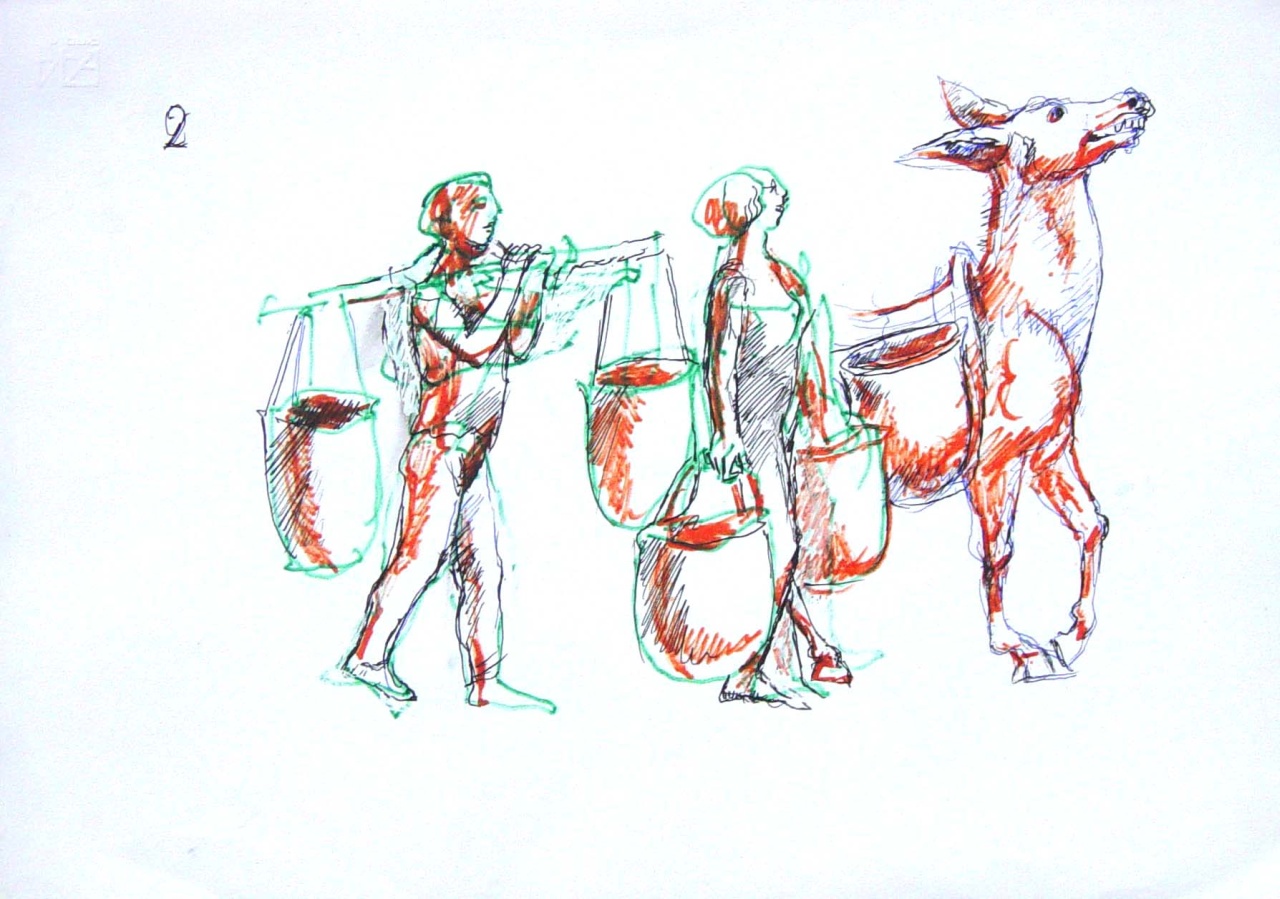 studio di figure per azione narrativa (disegno) di Fo, Dario (XX)