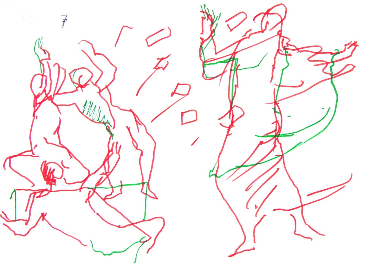 studio di figure per azione narrativa (disegno) di Fo, Dario (XX)