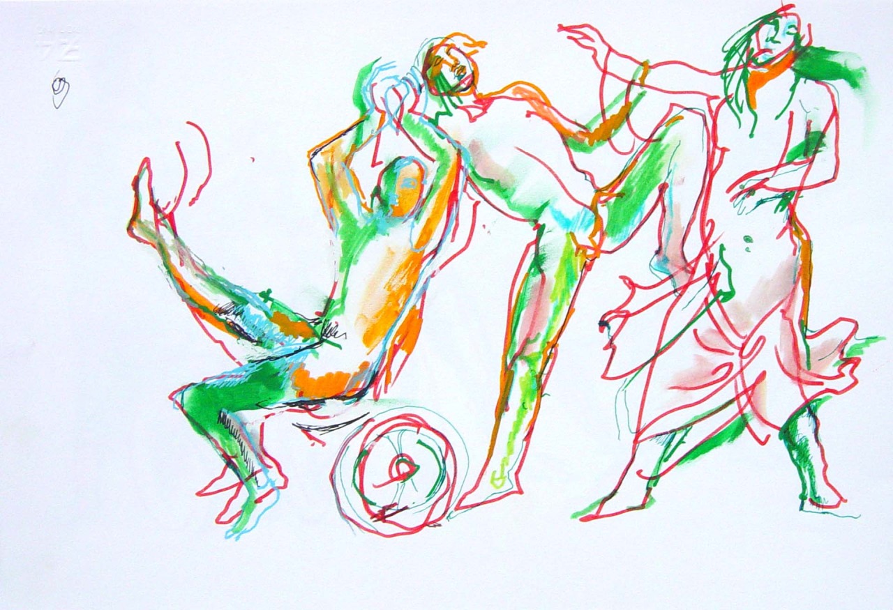 studio di figure per azione narrativa (disegno) di Fo, Dario (XX)