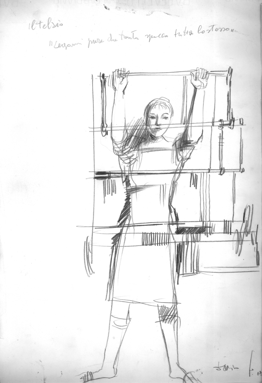 donna al telaio (disegno) di Fo, Dario (XX)