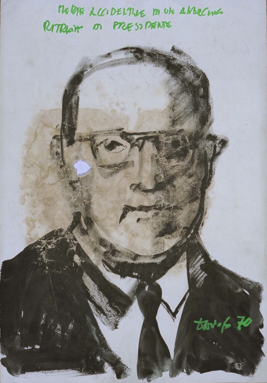 Ritratto di Presidente, ritratto, in primo piano, di un personaggio politico (disegno) di Fo, Dario (XX)