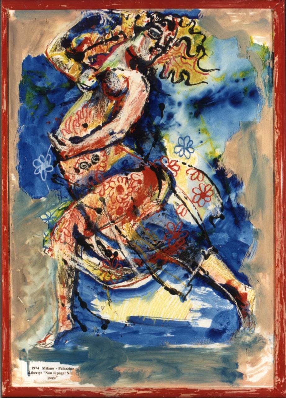 studio di figura femminile in movimento (disegno) di Fo, Dario (XX)