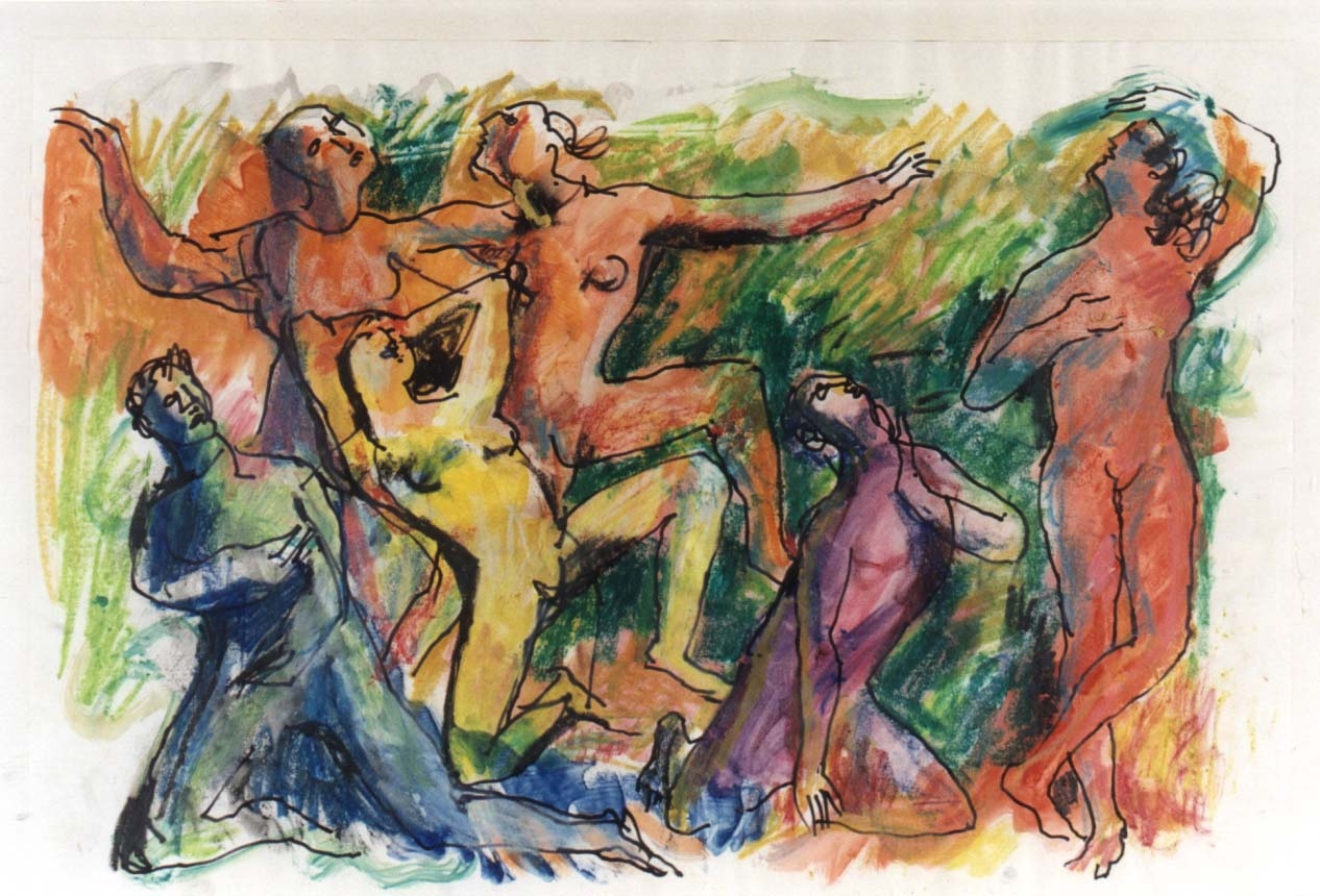 studio di figure per azione narrativa (disegno) di Fo, Dario (XX)