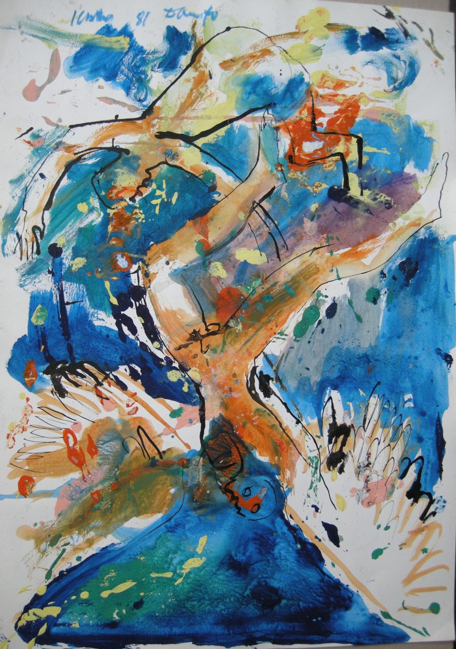 Dedalo e Icaro, studio di figure per azione narrativa (dipinto) di Fo, Dario (XX)