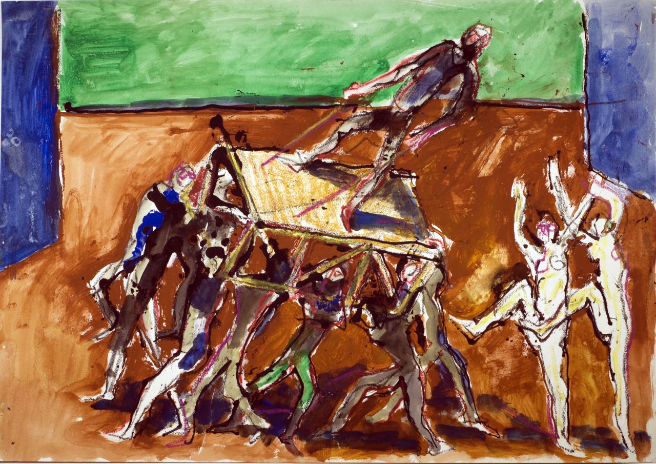 studio di figure per azione scenica (dipinto) di Fo, Dario (XX)
