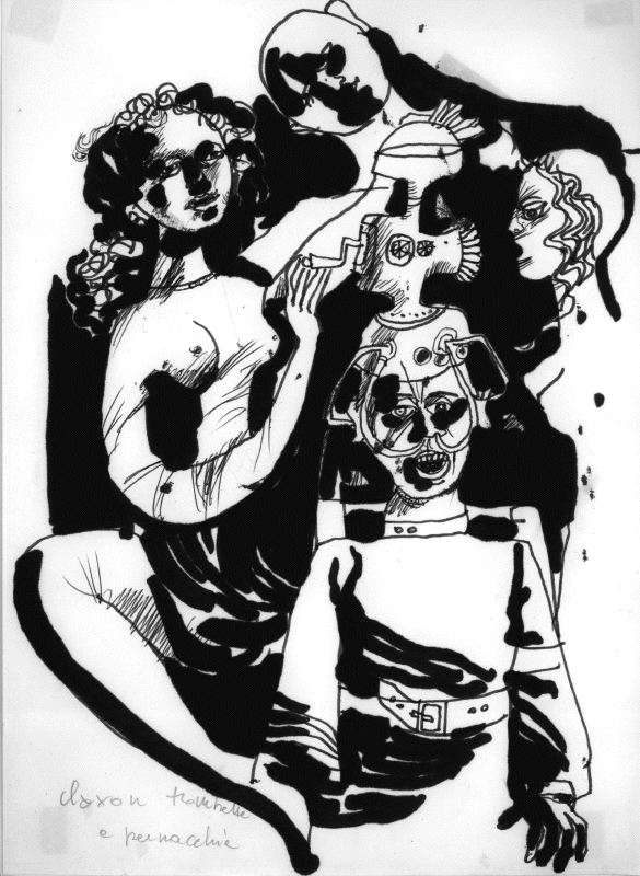 studio di figure per azione scenica (disegno) di Fo, Dario (XX)