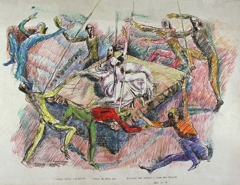 studio di figure per azione scenica di danza (disegno) di Fo, Dario (XX)