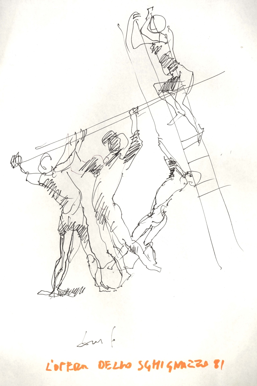 studio di figure per azione scenica (disegno) di Fo, Dario (XX)