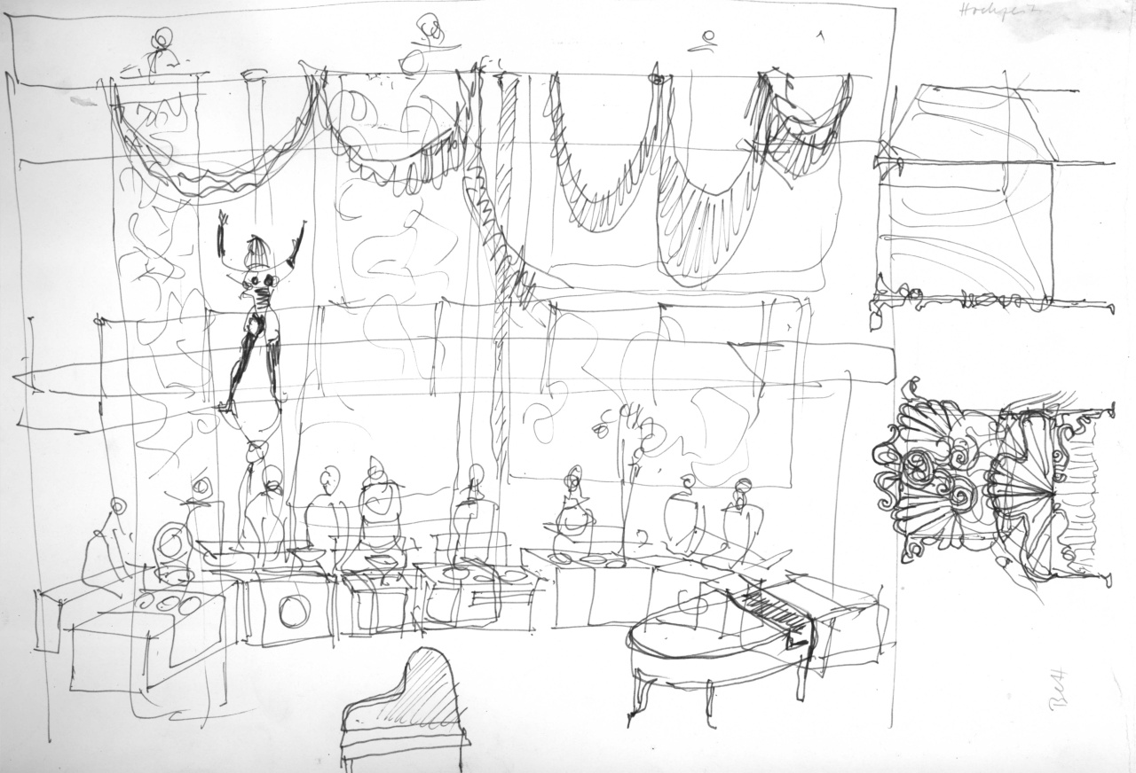 studio per scenografia teatrale (disegno per scenografia) di Fo, Dario (XX)