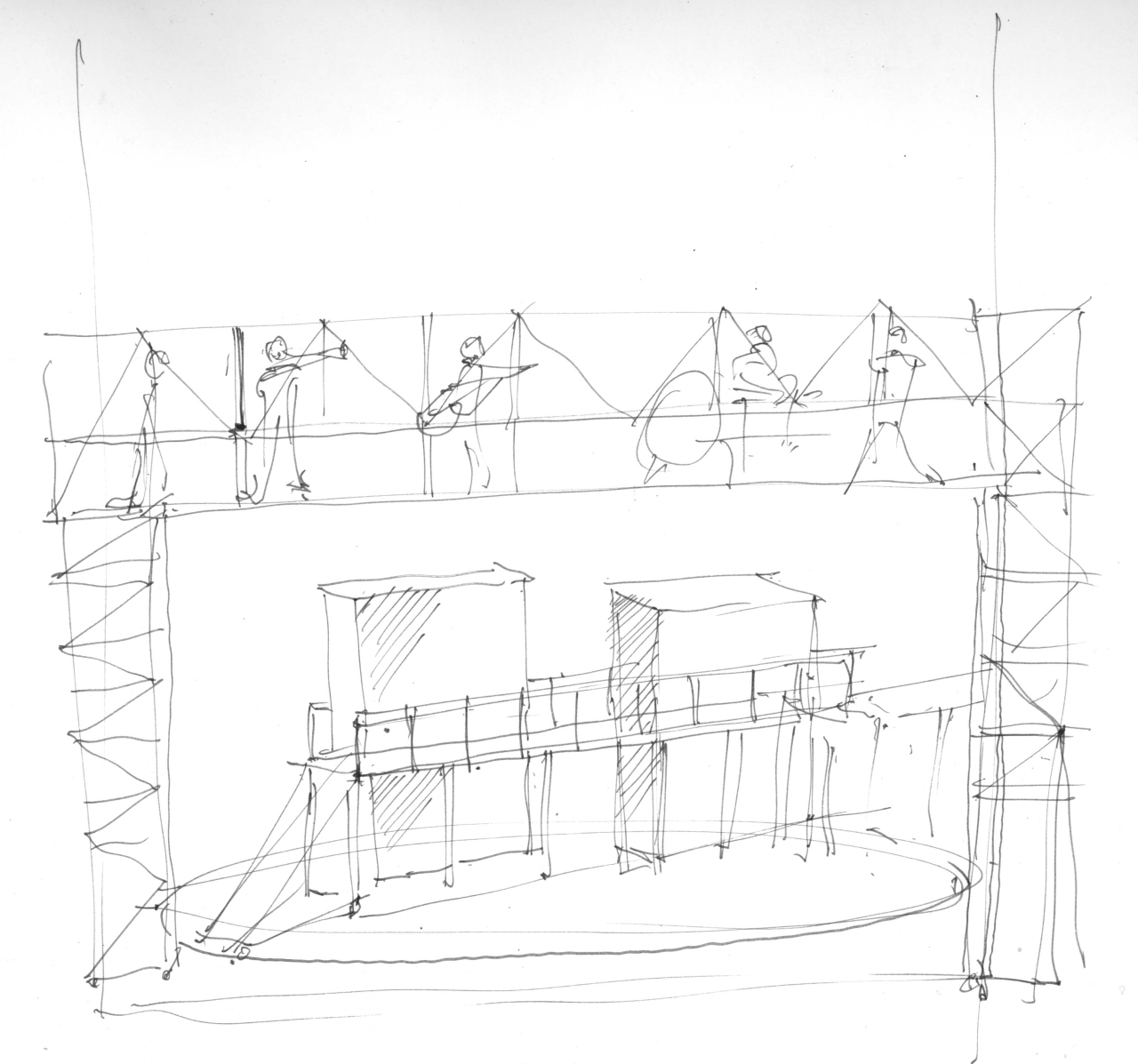 studio per scenografia teatrale (disegno per scenografia) di Fo, Dario (XX)