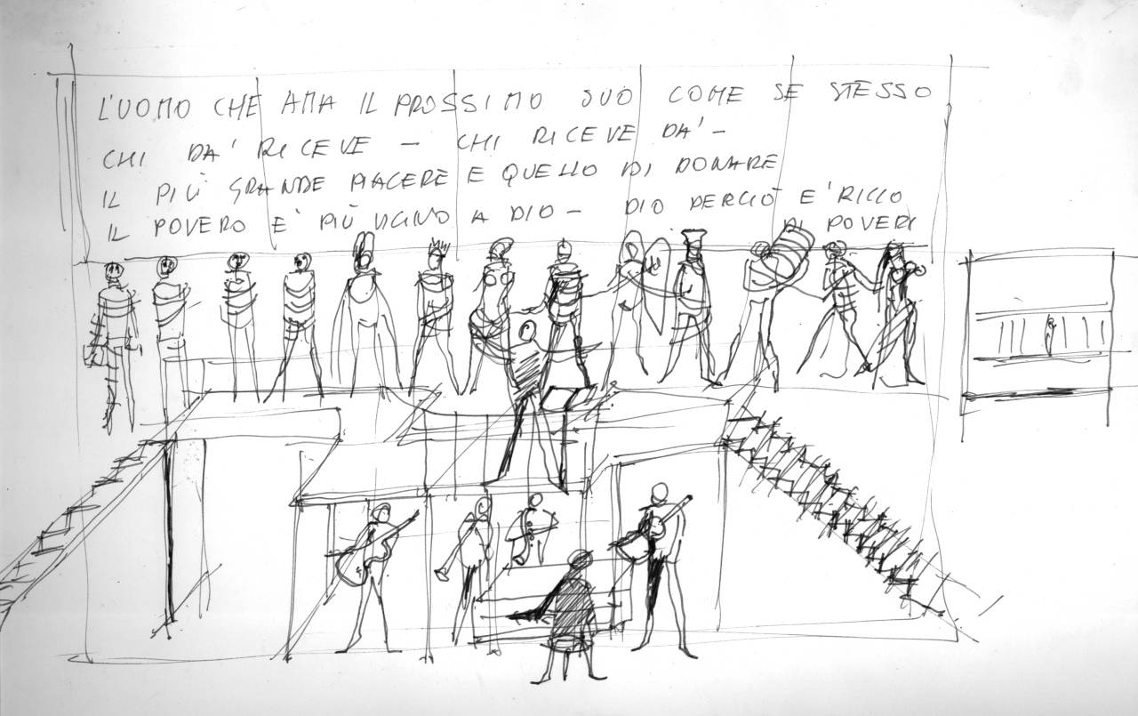 studio per scenografia teatrale (disegno per scenografia) di Fo, Dario (XX)