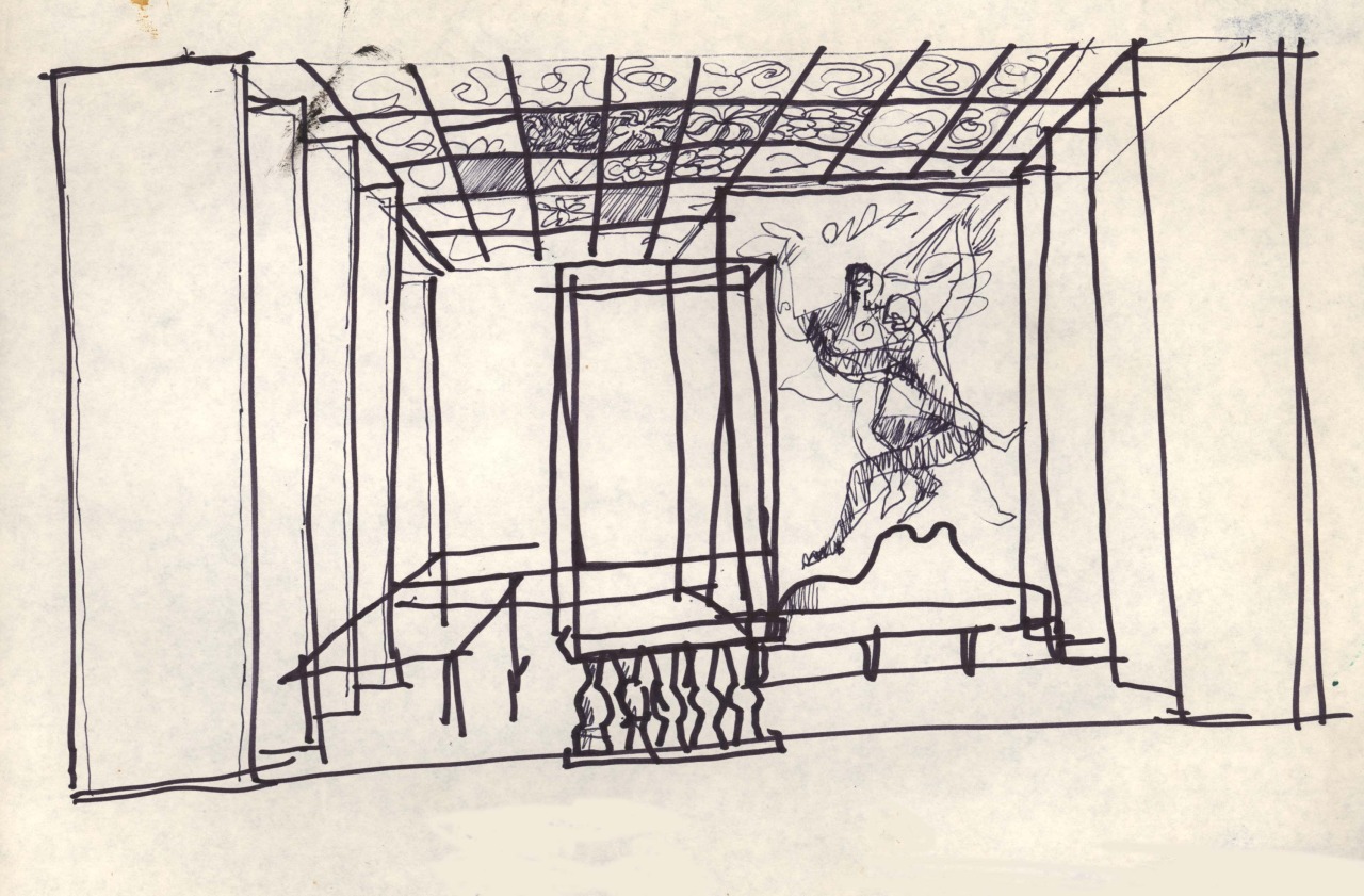 studio per scenografia teatrale (disegno per scenografia) di Fo, Dario (XX)